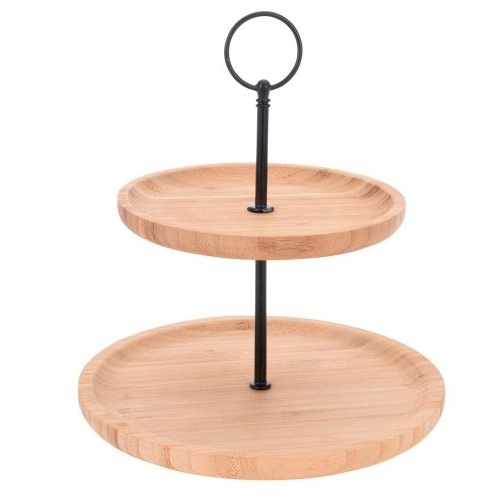 Patera dwupoziomowa z drewna bambusowego wys 23,5cm EXCELLENT prezent