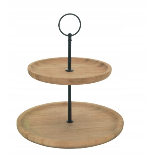 Patera dwupoziomowa z drewna bambusowego wys 23,5cm EXCELLENT prezent
