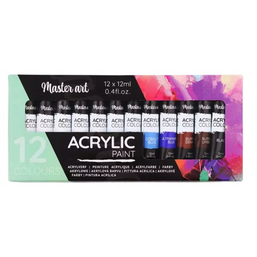 Farby akrylowe Van Bleiswijck MIX kolorów 12 x 12 ml INTENSYWNE KOLORY