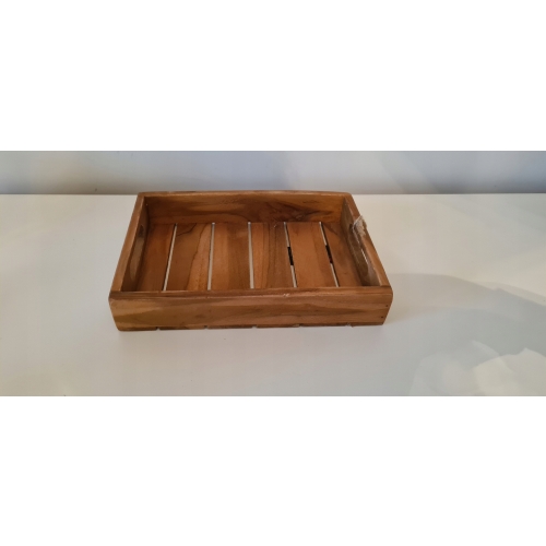 Taca z drewna tekowego TEAK patera minimalistyczna prosta 26 x 18 x 4,5 cm