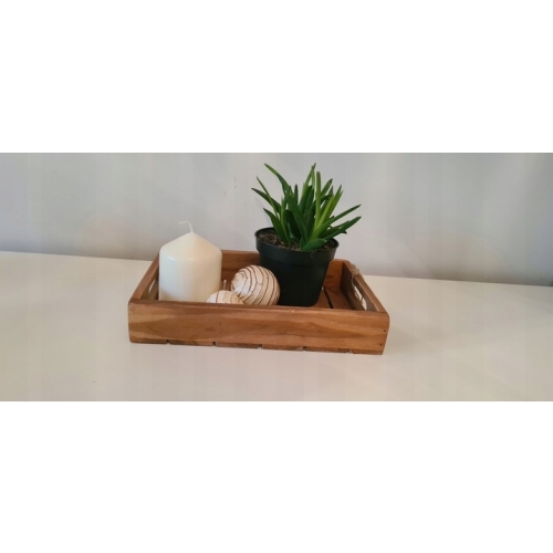 Taca z drewna tekowego TEAK patera minimalistyczna prosta 26 x 18 x 4,5 cm