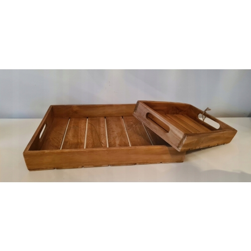 Taca z drewna tekowego TEAK patera minimalistyczna prosta 26 x 18 x 4,5 cm