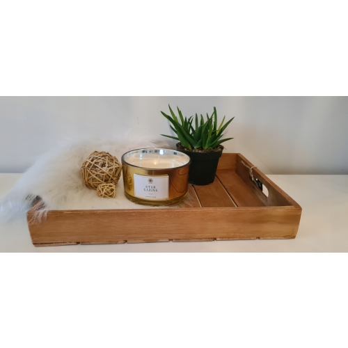Taca z drewna tekowego TEAK patera minimalistyczna prosta 26 x 18 x 4,5 cm