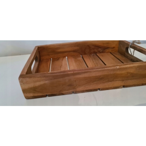 Taca z drewna tekowego TEAK patera minimalistyczna prosta 26 x 18 x 4,5 cm
