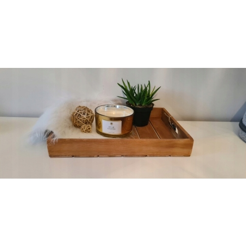Taca z drewna tekowego TEAK patera minimalistyczna prosta 26 x 18 x 4,5 cm