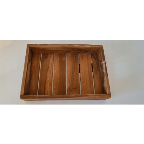 Taca z drewna tekowego TEAK patera minimalistyczna prosta 26 x 18 x 4,5 cm