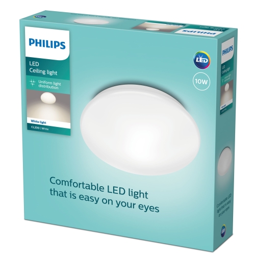 Plafon okrągły LED 10W lampa sufitowa Philips 25 x 6,8 cm CL200 biała MOIRE