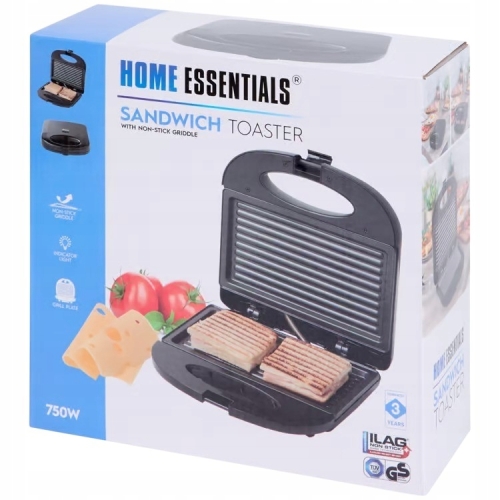 Opiekacz do kanapek Toster Sandwich Home Essentials 750W AST-2000B CZARNY