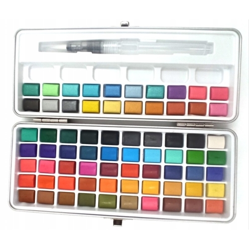 Farby akwarelowe 70 elementów w metalowym etui NEW