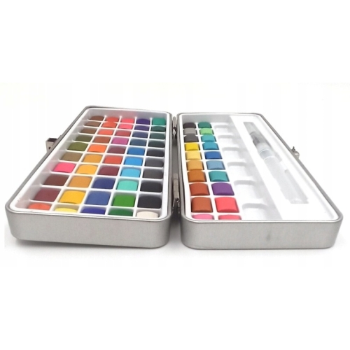 Farby akwarelowe 70 elementów w metalowym etui NEW