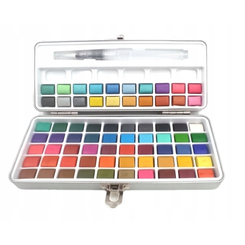 Farby akwarelowe 70 elementów w metalowym etui NEW
