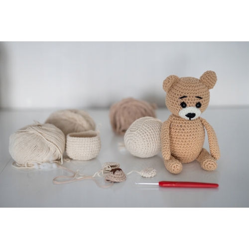 ZESTAW DO SZYDEŁKOWANIA WŁÓCZKA SZYDEŁKO IGŁA 16,5 cm MASKOTKA KOTEK + RYBA