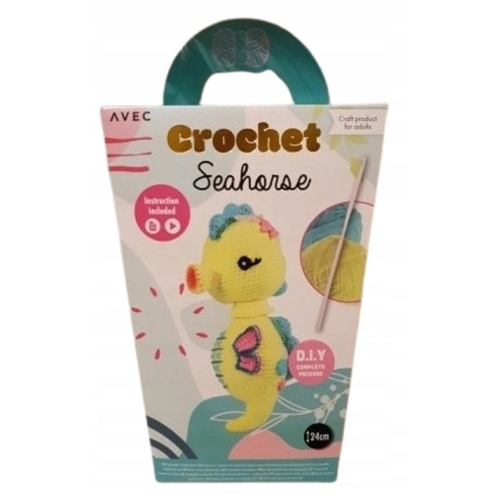 ZESTAW DO SZYDEŁKOWANIA WŁÓCZKA SZYDEŁKO IGŁA 24 cm MASKOTKA KONIK MORSKI