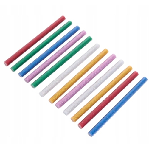 Wkład klejowy do pistoletu zestaw 12 szt 11 mm x 150 mm ferm z brokatem
