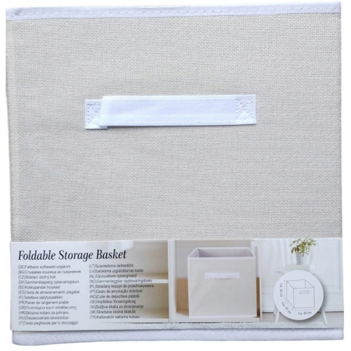 Składany kosz do przechowywania Home Accents organizer 30 cm beż tłoczony