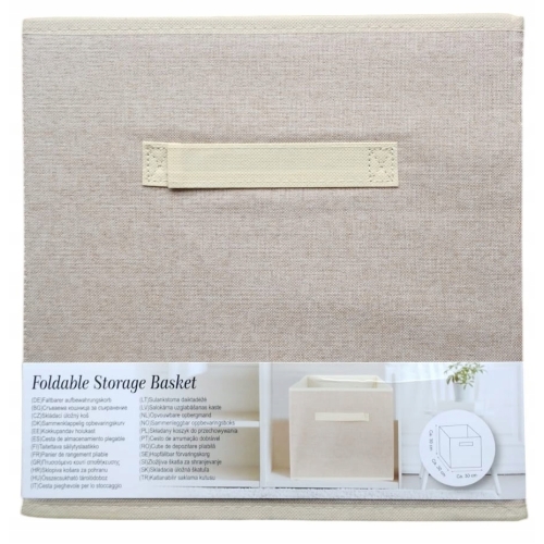 Składany kosz do przechowywania Home Accents organizer 30 cm beż tłoczony