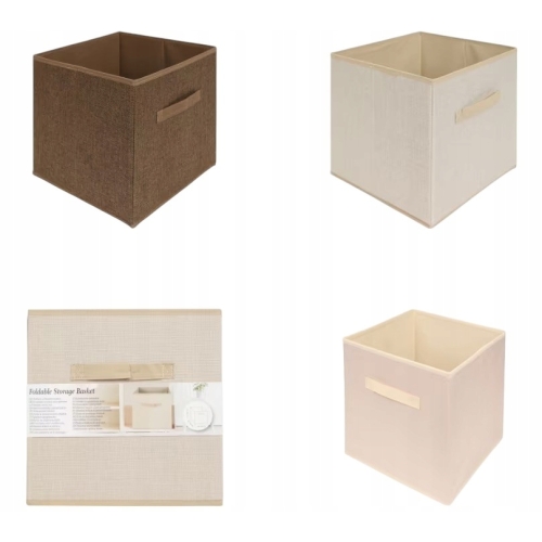 Składany kosz do przechowywania Home Accents organizer 30 cm beż tłoczony
