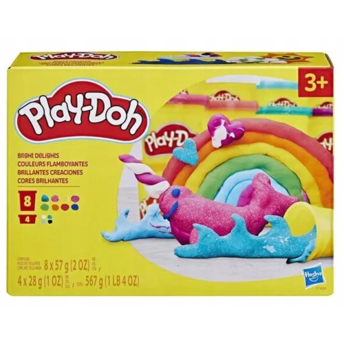 PLAY-DOH CIASTOLINA MODELINA 12 TUB MIX KOLORÓW BROKAT GLITTER BRILLANT