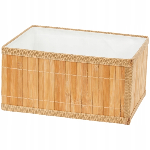 Koszyk bambusowy kosz z lamówką do szafy łazienki 24x18x13 cm Natural Bambo