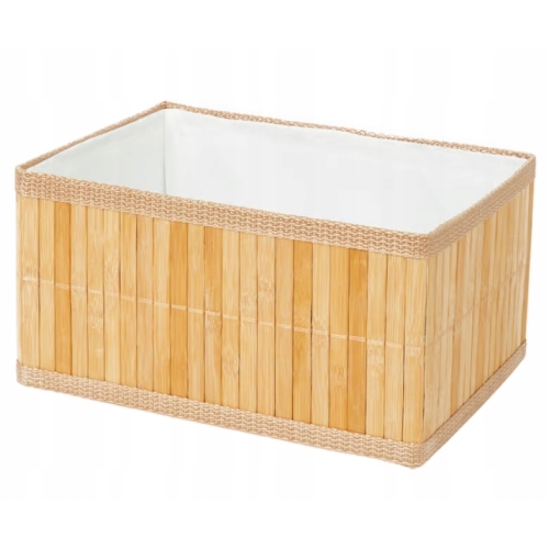 Koszyk bambusowy kosz z lamówką do szafy łazienki 24x18x13 cm Natural Bambo
