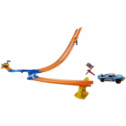 HOT WHEELS TOR WYŚCIGOWY TORY 2 SAMOCHODY PODWÓJNY ZJAZD NIESAMOWITY RAJD