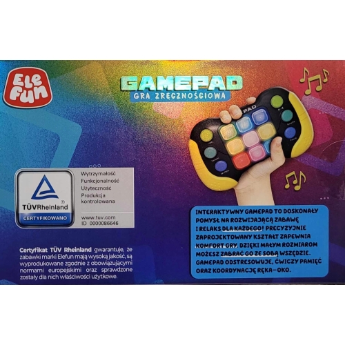 ANTYSTRESOWA GRA ZRĘCZNOŚCIOWA GAMEPAD 5 TRYBÓW ŚWIATŁO DŹWIĘK ELEFUN BLACK