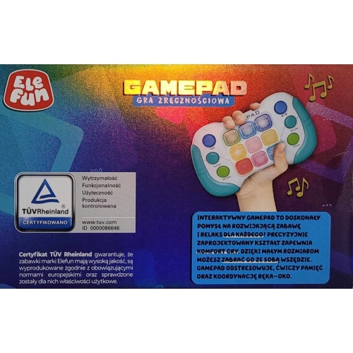 ANTYSTRESOWA GRA ZRĘCZNOŚCIOWA GAMEPAD 5 TRYBÓW ŚWIATŁO DŹWIĘK ELEFUN GREEN