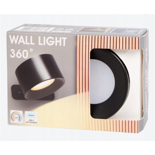 LAMPA ŚCIENNA LED AKUMULATOROWA USB PUNKTOWA 360° STOPNI 9,5 x 8 x 4,5 cm