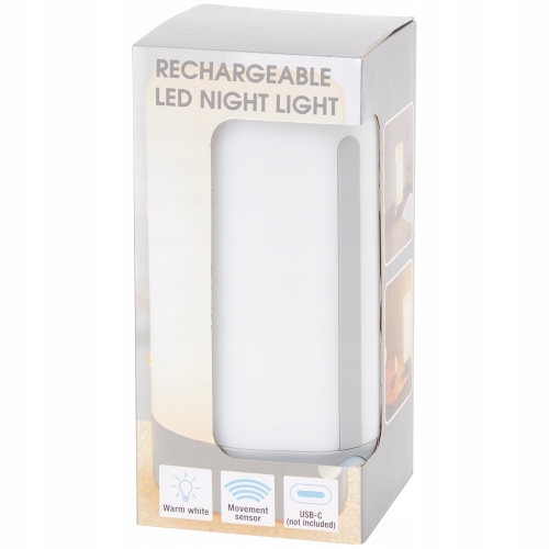 Lampka nocna LED z możliwością ładowania czujnik ruchu akumulatorowa czarna