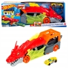 Transporter Wyrzutnia Hot Wheels Lets Race City Smok Dragon Autko Żółte 86