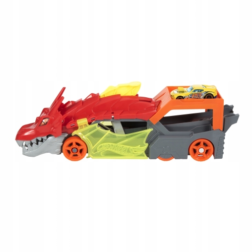 Transporter Wyrzutnia Hot Wheels Lets Race City Smok Dragon Autko Żółte 86