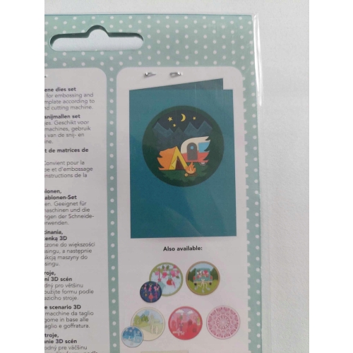 Wykrojnik szablon 3D Scenka Camping Biwak do wycinania scrapbooking 3 szt