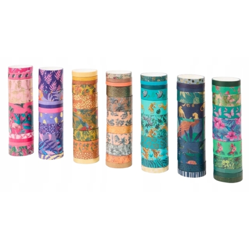 WASHI TAPE TAŚMY NAKLEJKI DEKORACJE SCRAPBOOKING 70 SZTUK PO 3m DUŻY ZESTAW