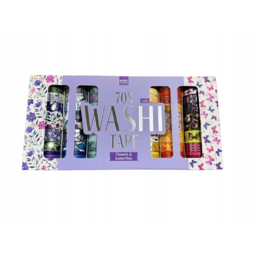 WASHI TAPE TAŚMY NAKLEJKI DEKORACJE SCRAPBOOKING 70 SZTUK PO 3m DUŻY ZESTAW