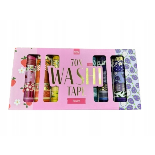WASHI TAPE TAŚMY NAKLEJKI DEKORACJE SCRAPBOOKING 70 SZTUK PO 3m DUŻY ZESTAW