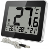Termometr Higrometr Zegar 3w1 uchwyt magnetyczny duży wyświetlacz LCD Biały