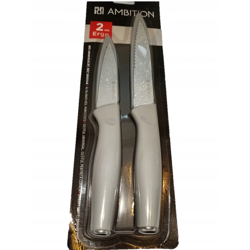 NÓŻ AMBITION 2 SZTUKI 24 CM + 20 CM OBIERAK I DO POMIDORÓW ZESTAW POKROWCE