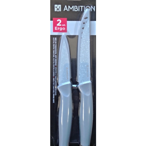 NÓŻ AMBITION 2 SZTUKI 24 CM + 20 CM OBIERAK I DO POMIDORÓW ZESTAW POKROWCE