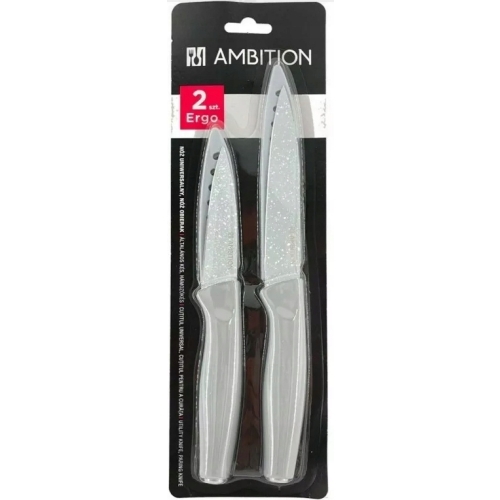 NÓŻ AMBITION 2 SZTUKI 24 CM + 20 CM OBIERAK I DO POMIDORÓW ZESTAW POKROWCE