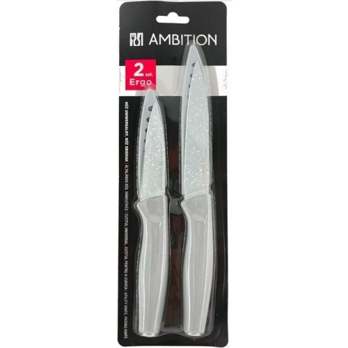 NÓŻ AMBITION 2 SZTUKI 24 CM + 20 CM OBIERAK I DO POMIDORÓW ZESTAW POKROWCE