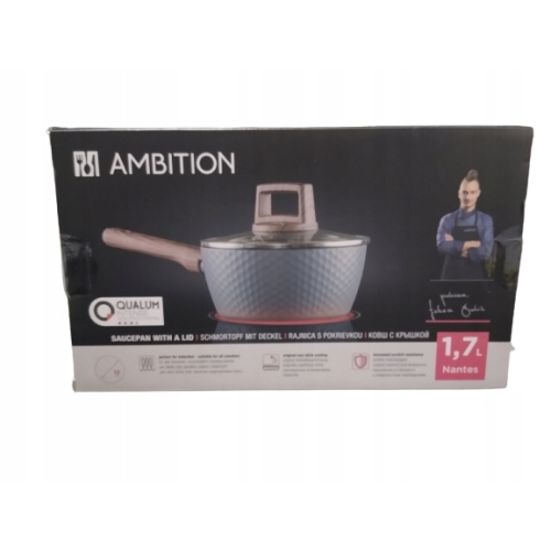 RONDEL Z POKRYWKĄ GARNEK 1,7L NATES INDUCKJA CERAMIKA GAZ 18 CM AMBITION
