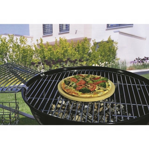 KAMIEŃ DO PIZZY KORDIERYTOWY OKRĄGŁY 34 CM NOŻ I PODSTAWKA PIEKARNIK GRILL