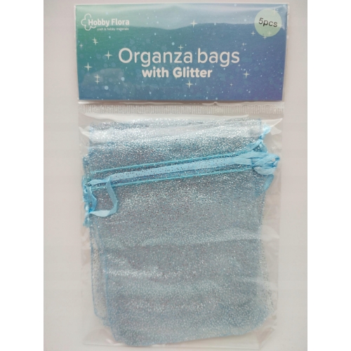 Woreczki z organzy Hobby Flora Organza Brokat brokatowe Granatowe 5 szt set