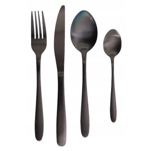 SZTUĆCE CZARNE KOMPLET ZESTAW sztućców 16 ELEMENTÓW MATOWE Houseware