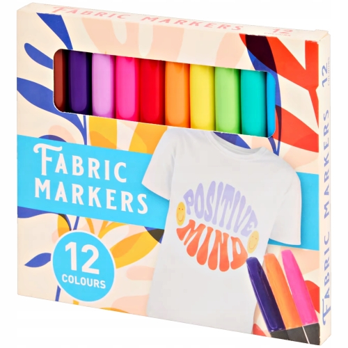 MARKERY MAZAKI PISAKI FLAMASTRY DO TKANIN UBRAŃ 12 KOLORÓW FABRIC MARKERS