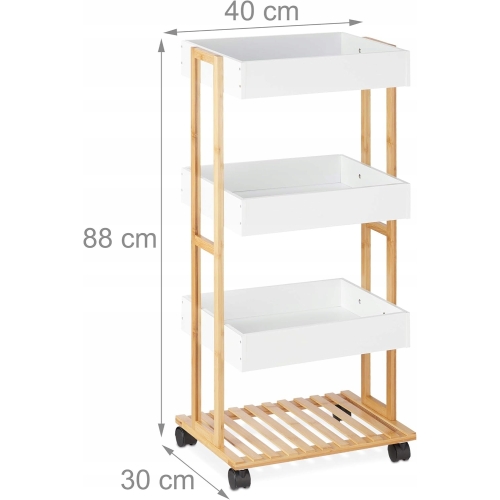 Wózek platforma na kółkach bambus 4 poziomowy kuchnia salon łazienka 88 cm