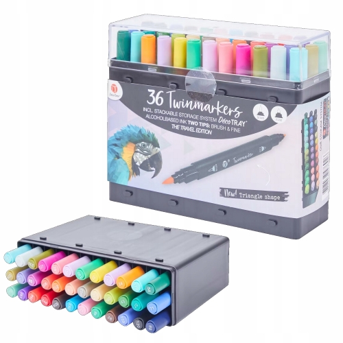 Markery Alkoholowe TWIN dwustronne DecoTime 60 sztuk Box Mix Kolory 91-120