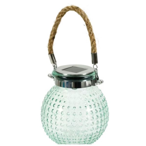 LAMPA SOLARNA LATARENKA OGRODOWA Z UCHWYTEM JUTA LED BIAŁA CIEPŁA RÓŻ LIŚĆ
