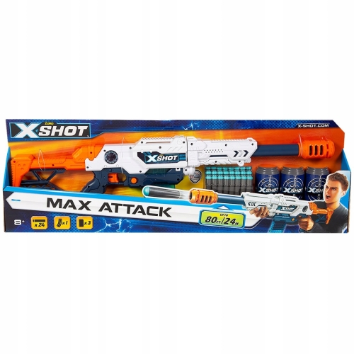 WYRZUTNIA PISTOLET X SHOT MAX ATTACK 24 STRZAŁKI !