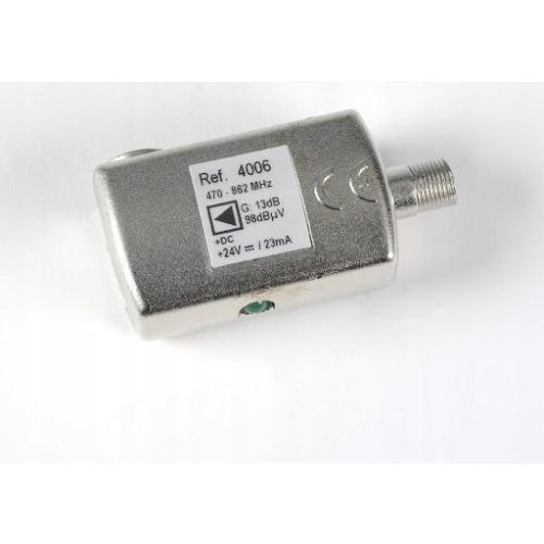 Wzmacniacz satelitarny Televes 4006 470-862MHZ 13DB 24V 23Ma wtyk F